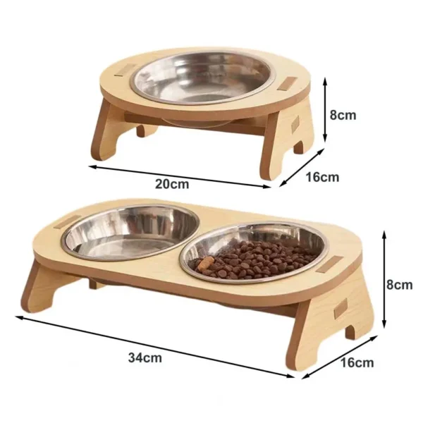 Bols surélevés pour chat en bois et acier inoxydable – Image 6